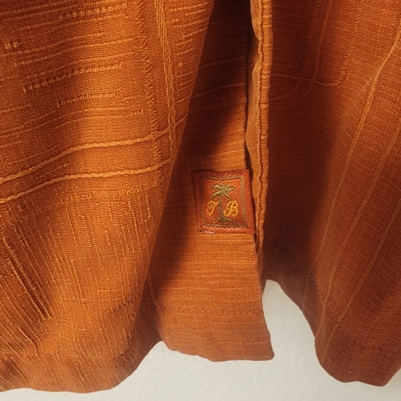 Tommy Bahama 100% Silk Orange Crosshatch Button Down Shirt Mens XXL - Picture 5 of 9